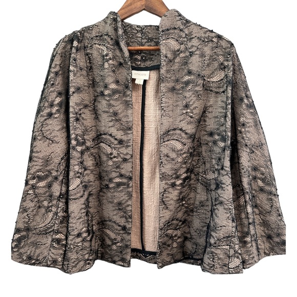 Chico’s Black Lace-Embellished Jacket 3/4 sleeves Chicos size 3 Women’s XL - Picture 3 of 8